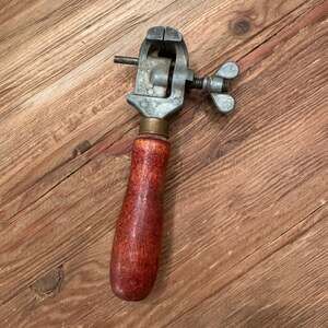 Vintage Hand Vice With Wooden Handle Pin Vise